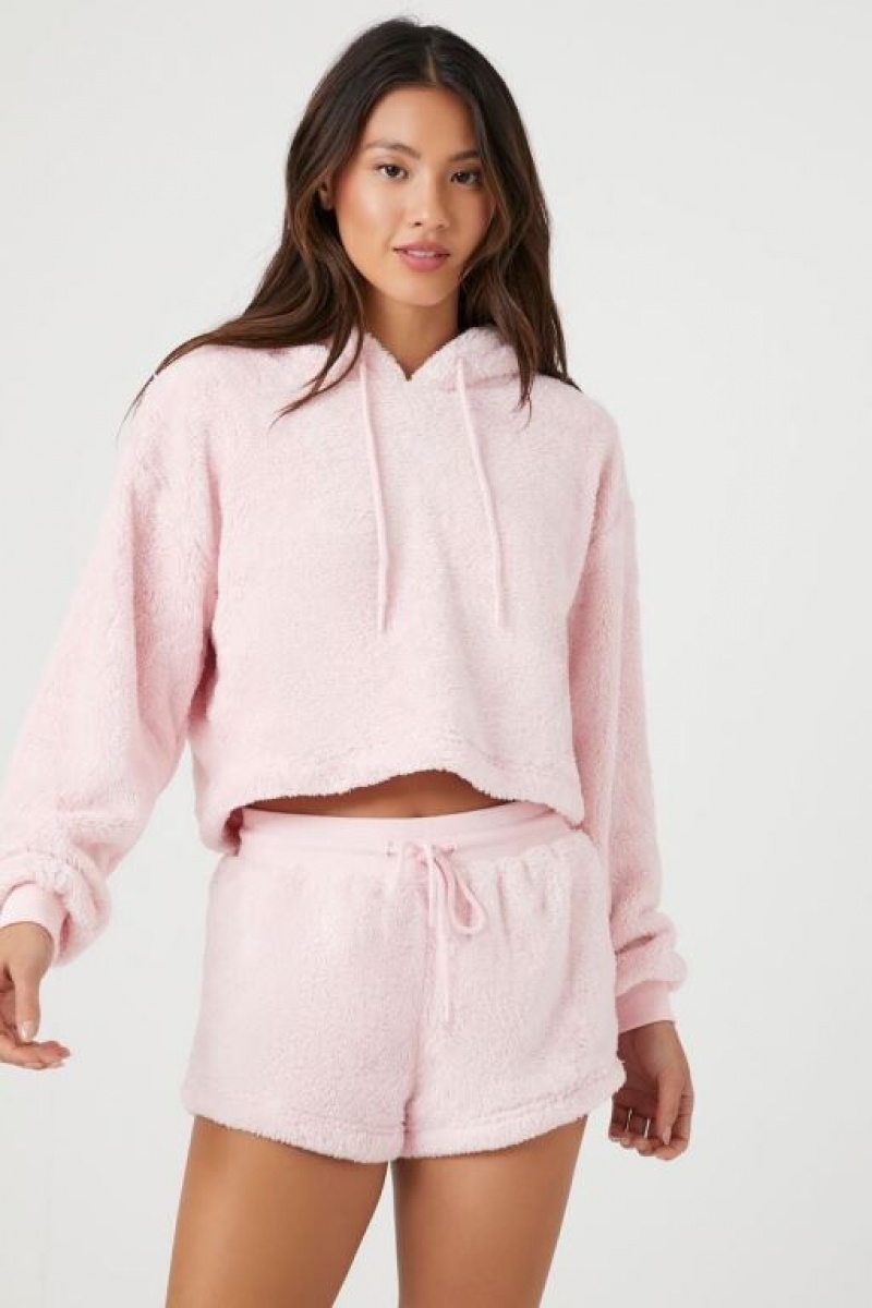 Short Forever 21 Faux Fur Drawstring Pajama Mujer Rosas | hlbmaJpssmi