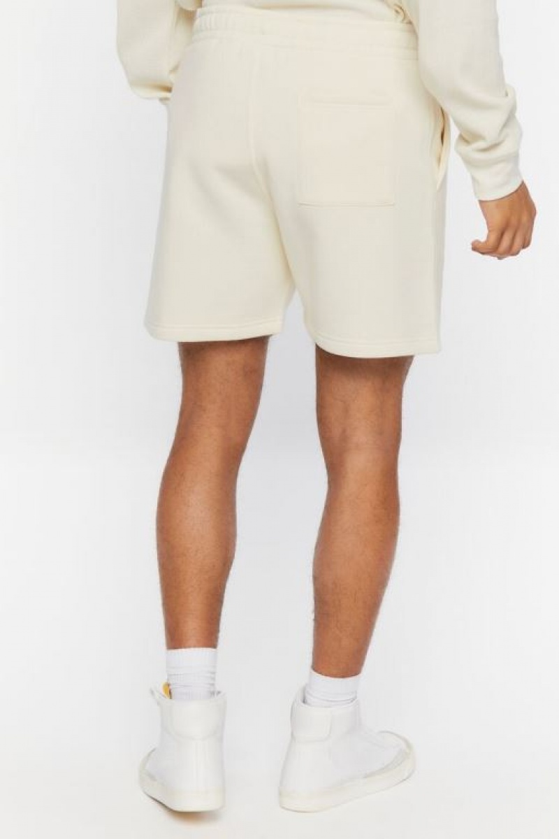 Short Forever 21 Fleece Drawstring Hombre Creme | CQeAHxe3zaH