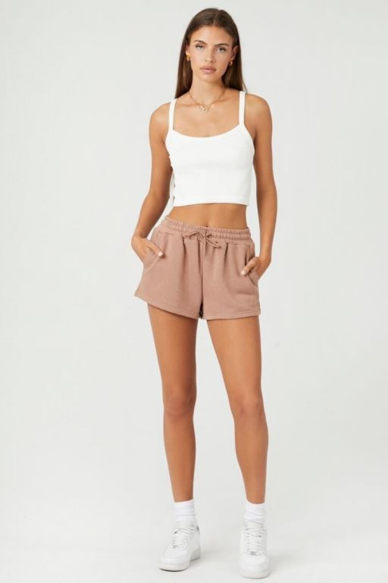 Short Forever 21 Fleece Drawstring Mujer Almond | hyoIKo8qUzE