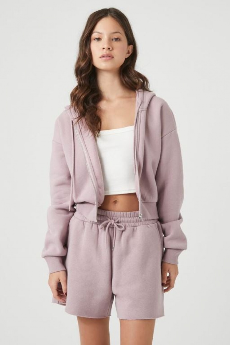 Short Forever 21 Fleece Drawstring Mujer Moradas | IIu2aPXBxIc