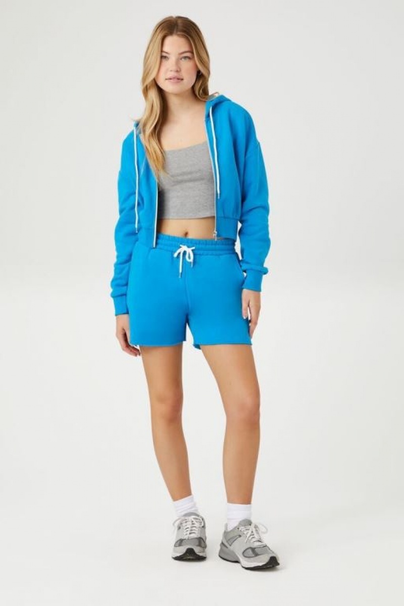 Short Forever 21 Fleece Drawstring Mujer Azules | ztdWH6jW7wK