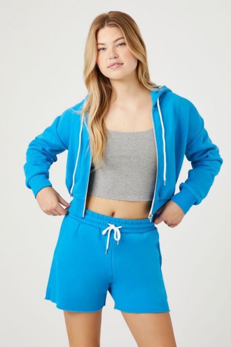 Short Forever 21 Fleece Drawstring Mujer Azules | ztdWH6jW7wK