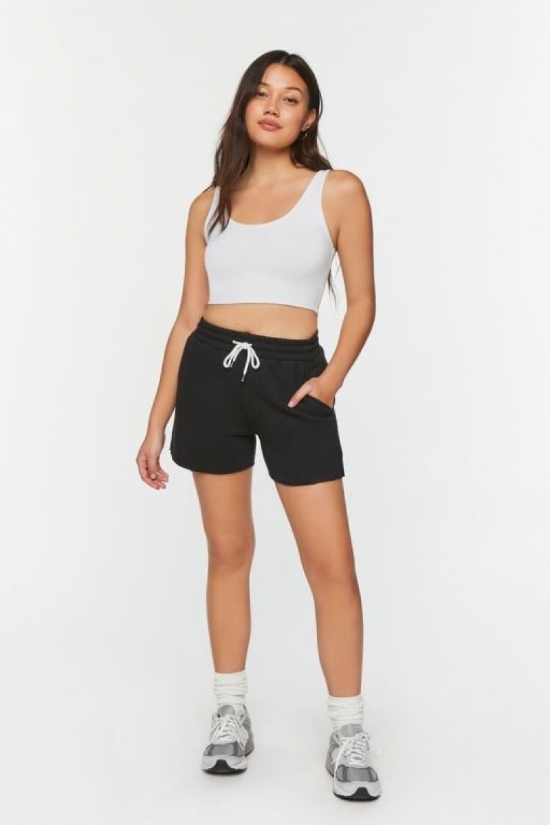 Short Forever 21 Fleece Drawstring Mujer Negras | EH0UL0NVTTR