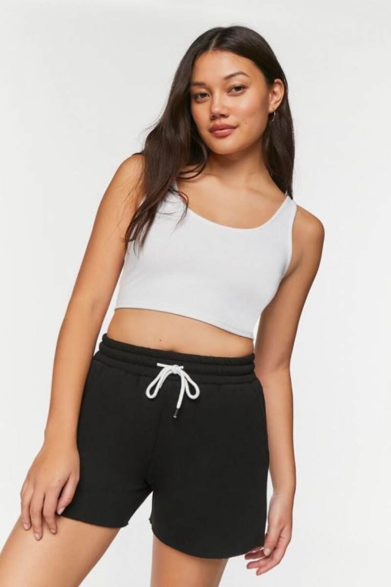 Short Forever 21 Fleece Drawstring Mujer Negras | EH0UL0NVTTR