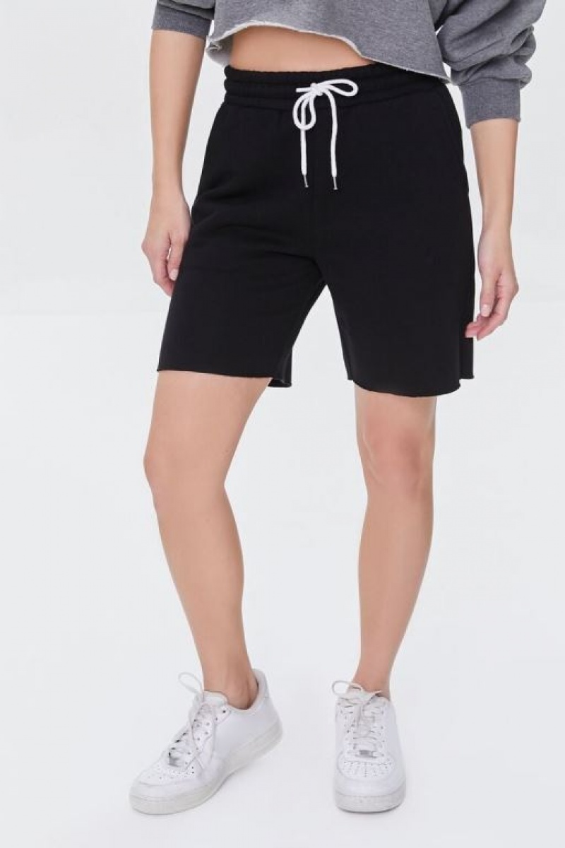 Short Forever 21 Fleece Drawstring Sweatshorts Mujer Negras | Et5bGiX5jg8