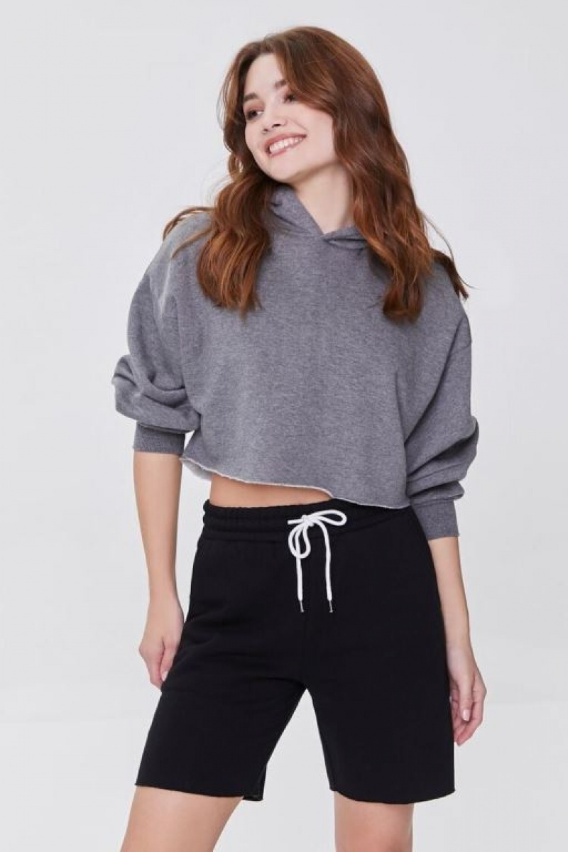 Short Forever 21 Fleece Drawstring Sweatshorts Mujer Negras | Et5bGiX5jg8