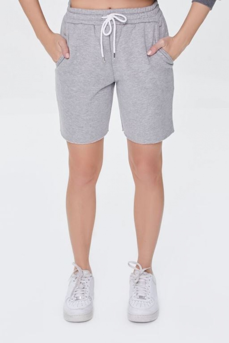 Short Forever 21 Fleece Drawstring Sweatshorts Mujer Gris | xq1cqLBL9KB