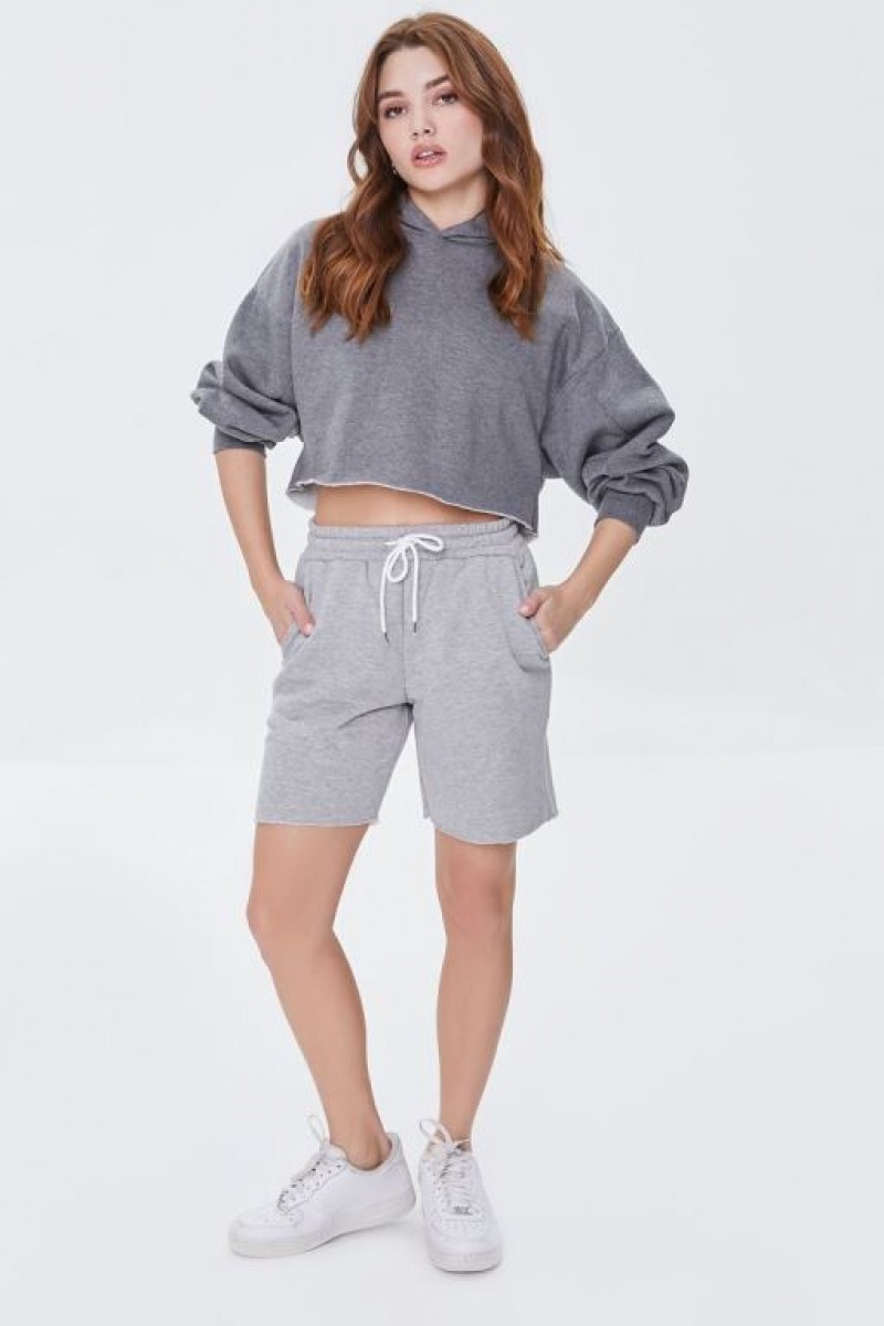 Short Forever 21 Fleece Drawstring Sweatshorts Mujer Gris | xq1cqLBL9KB