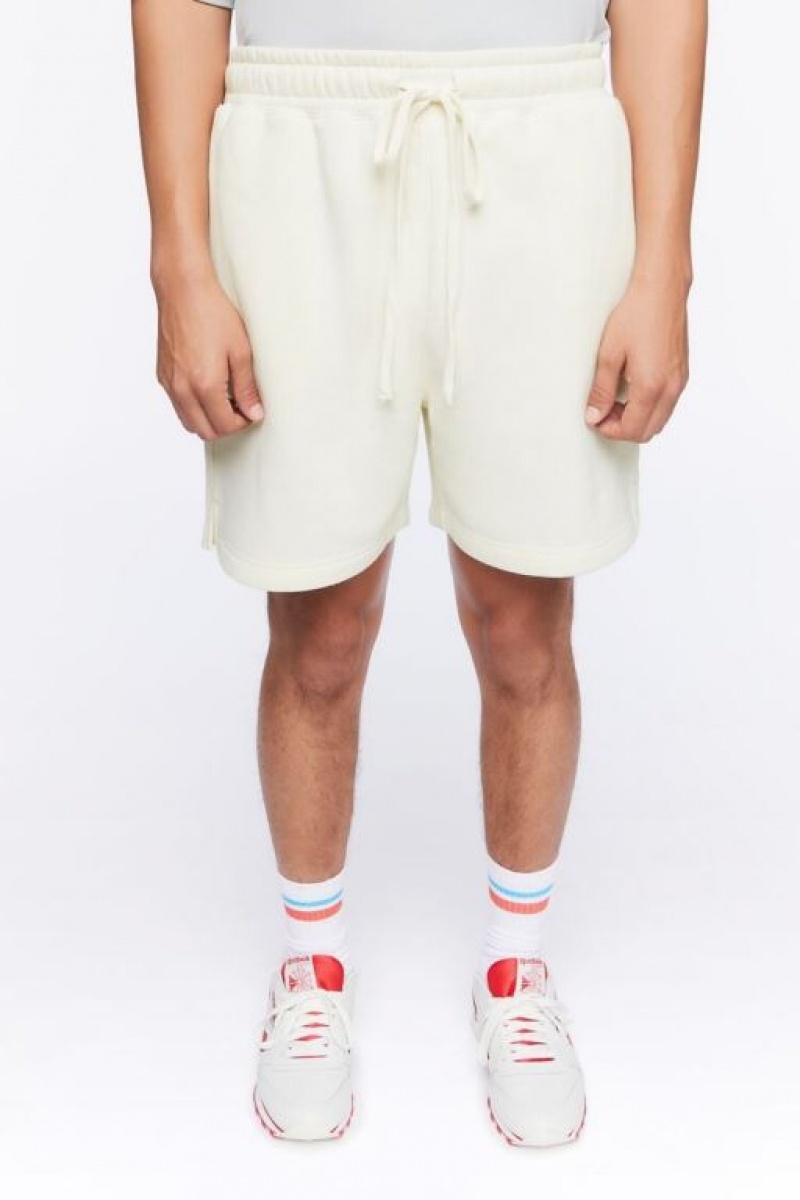 Short Forever 21 Fleece Drawstring Sweatshorts Hombre Creme | brfUDF8dCbC