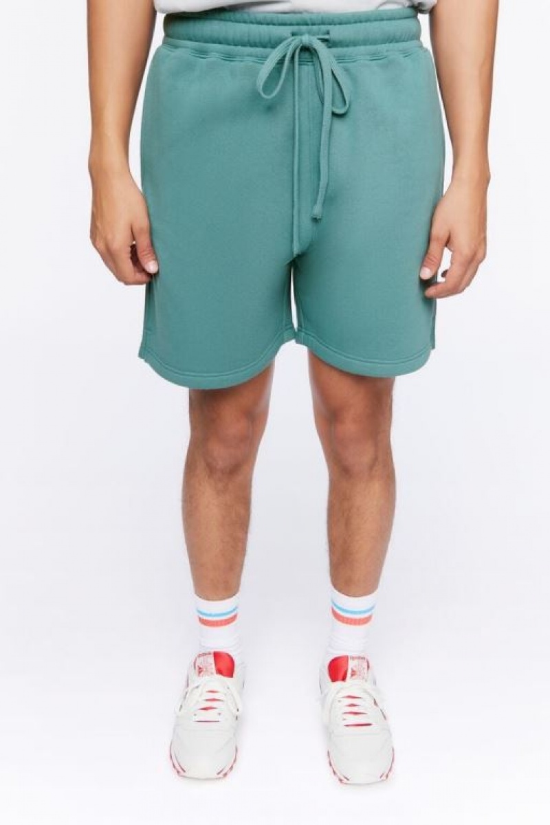 Short Forever 21 Fleece Drawstring Sweatshorts Hombre Verde | 2uiq2U0s6OJ