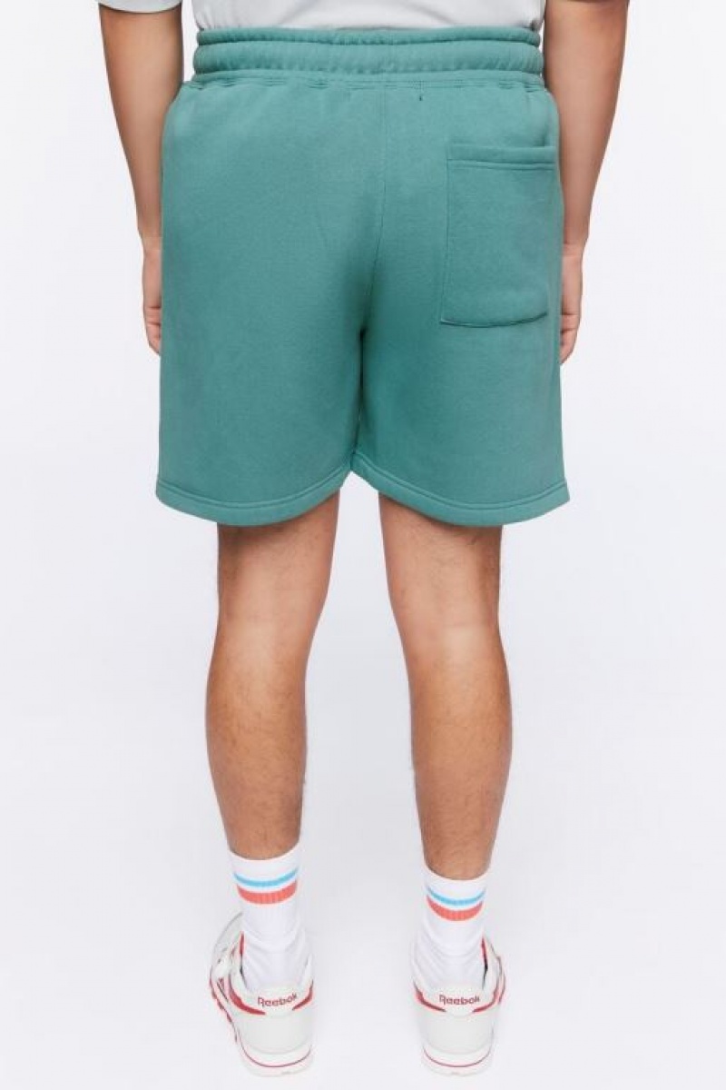 Short Forever 21 Fleece Drawstring Sweatshorts Hombre Verde | 2uiq2U0s6OJ