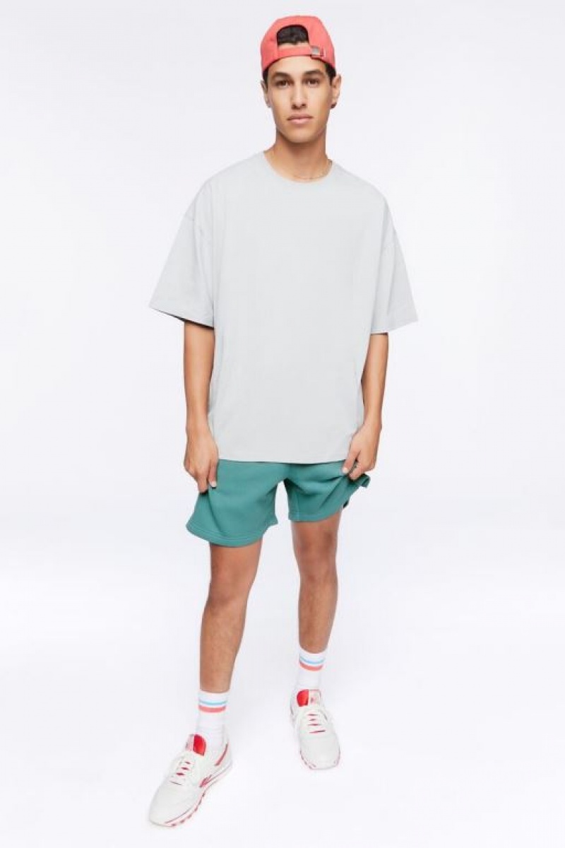 Short Forever 21 Fleece Drawstring Sweatshorts Hombre Verde | 2uiq2U0s6OJ