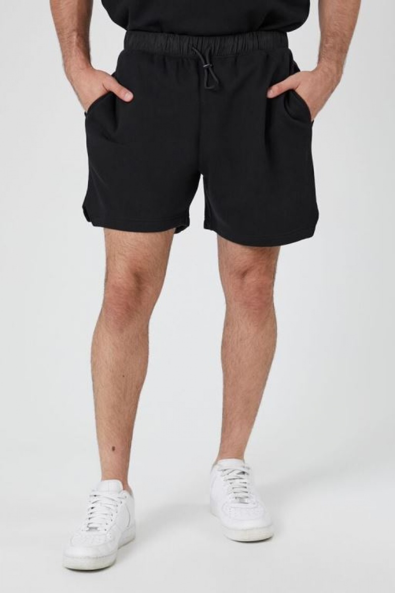 Short Forever 21 French Terry Drawstring Hombre Negras | eCzzqcTSLB9