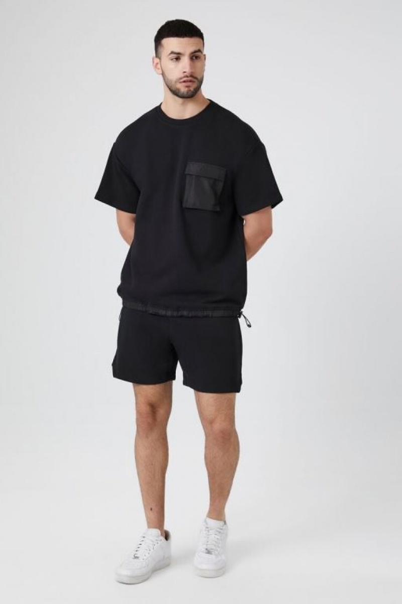 Short Forever 21 French Terry Drawstring Hombre Negras | eCzzqcTSLB9