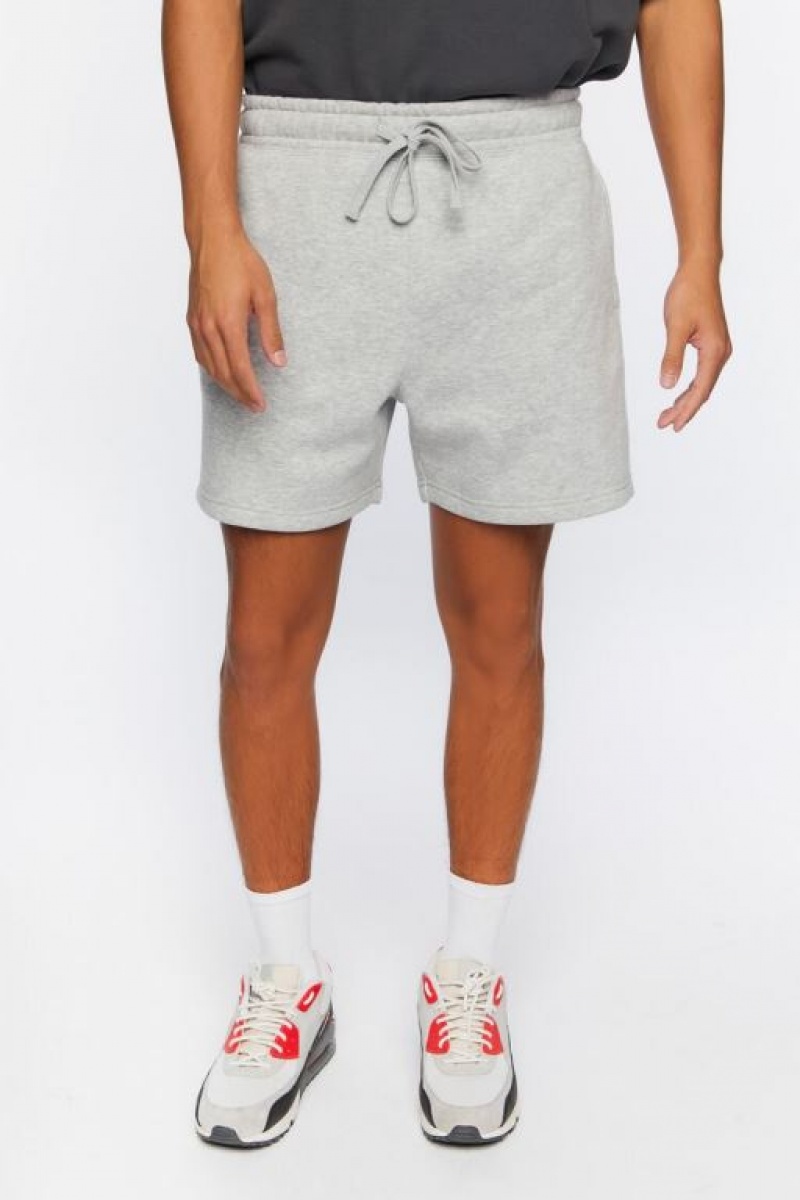 Short Forever 21 Heathered Drawstring Hombre Gris | 5SMFEFIoeId