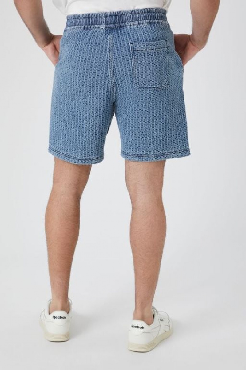 Short Forever 21 Jacquard Drawstring Hombre Azules Claro | Rl2yZy3xAO7