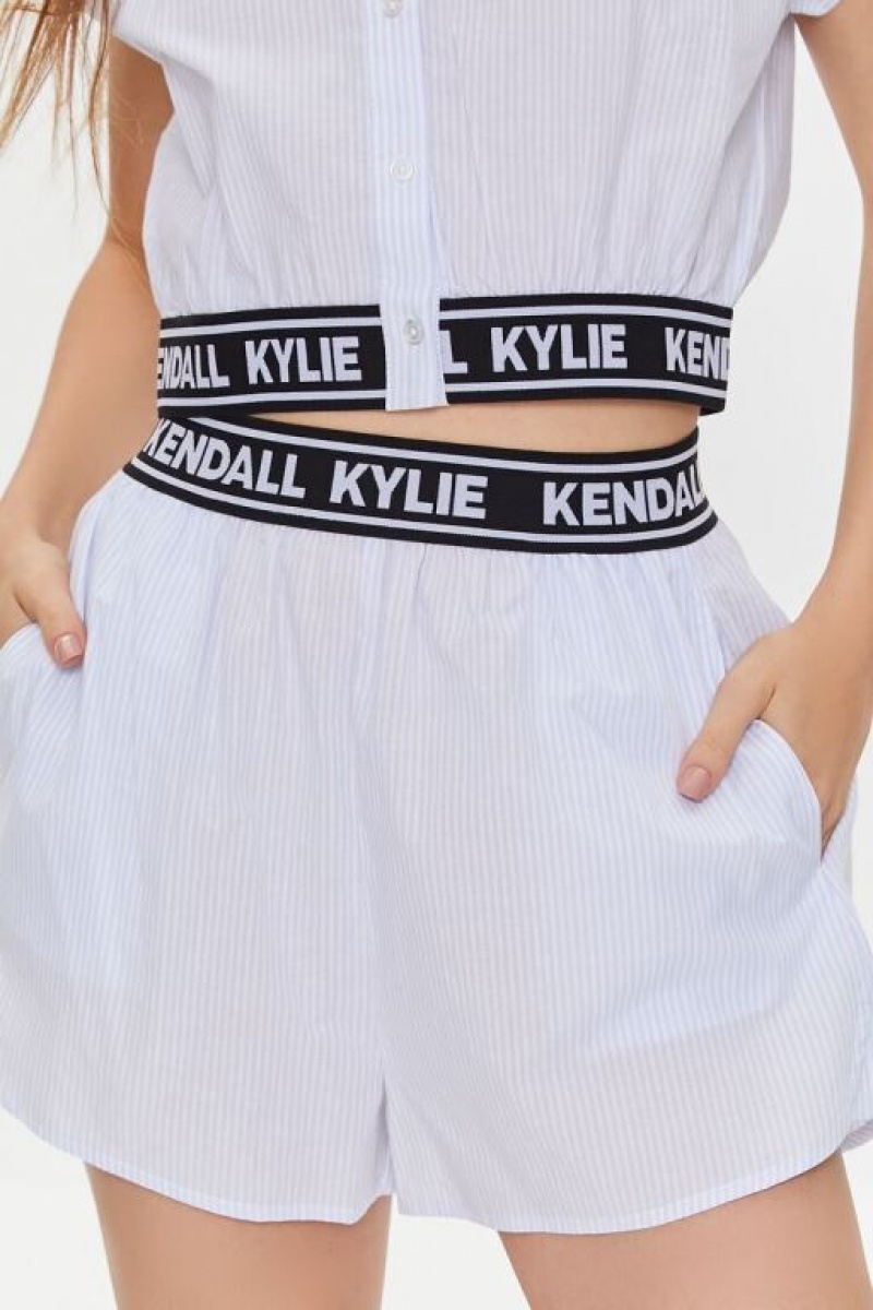 Short Forever 21 Kendall Kylie Pinstriped Mujer Azules Claro Multicolor | bVoZ2A2Kton