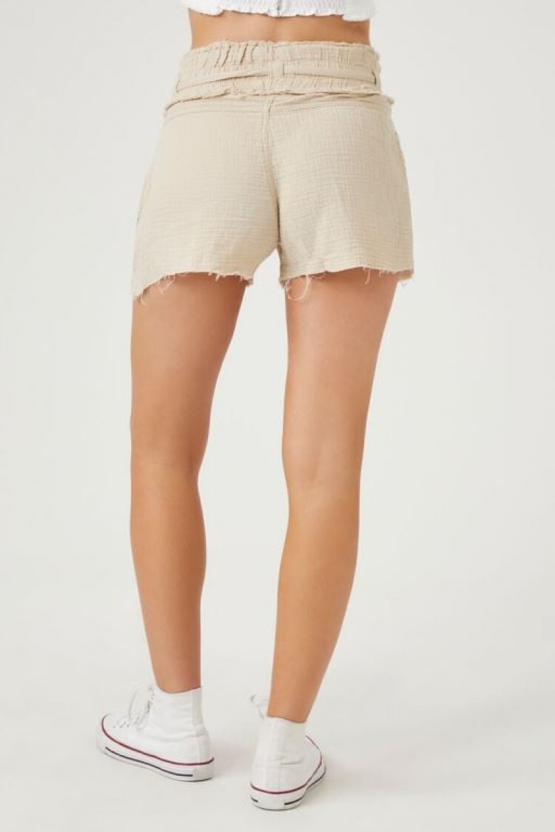 Short Forever 21 Linen Blend Drawstring Mujer Marrones | Wf7beTqaZQj