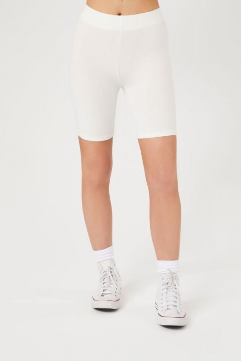 Short Forever 21 Organically Grown Cotton Bike Mujer Blancas | ZLKj9CGZksB