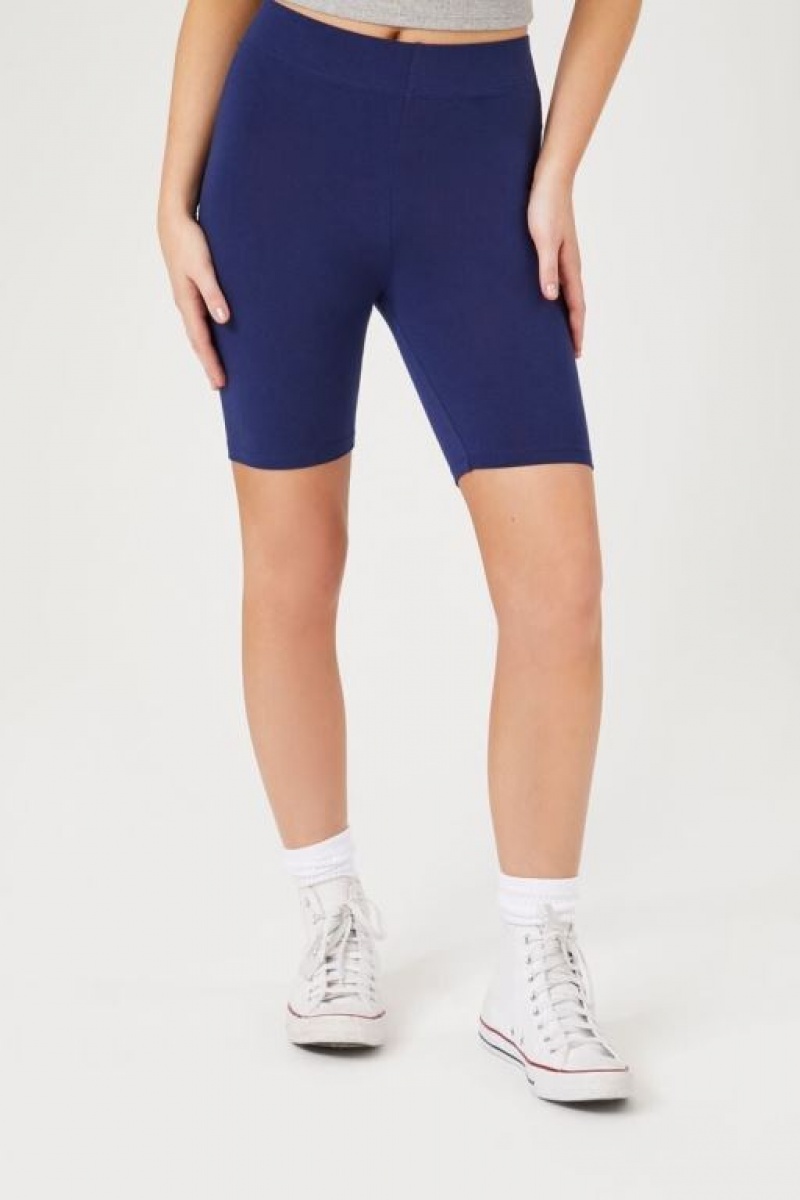 Short Forever 21 Organically Grown Cotton Bike Mujer Azul Marino | 8DDwJSXPVSA