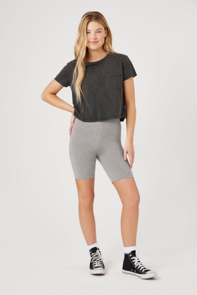 Short Forever 21 Organically Grown Cotton Bike Mujer Gris | dqIJqusexvf