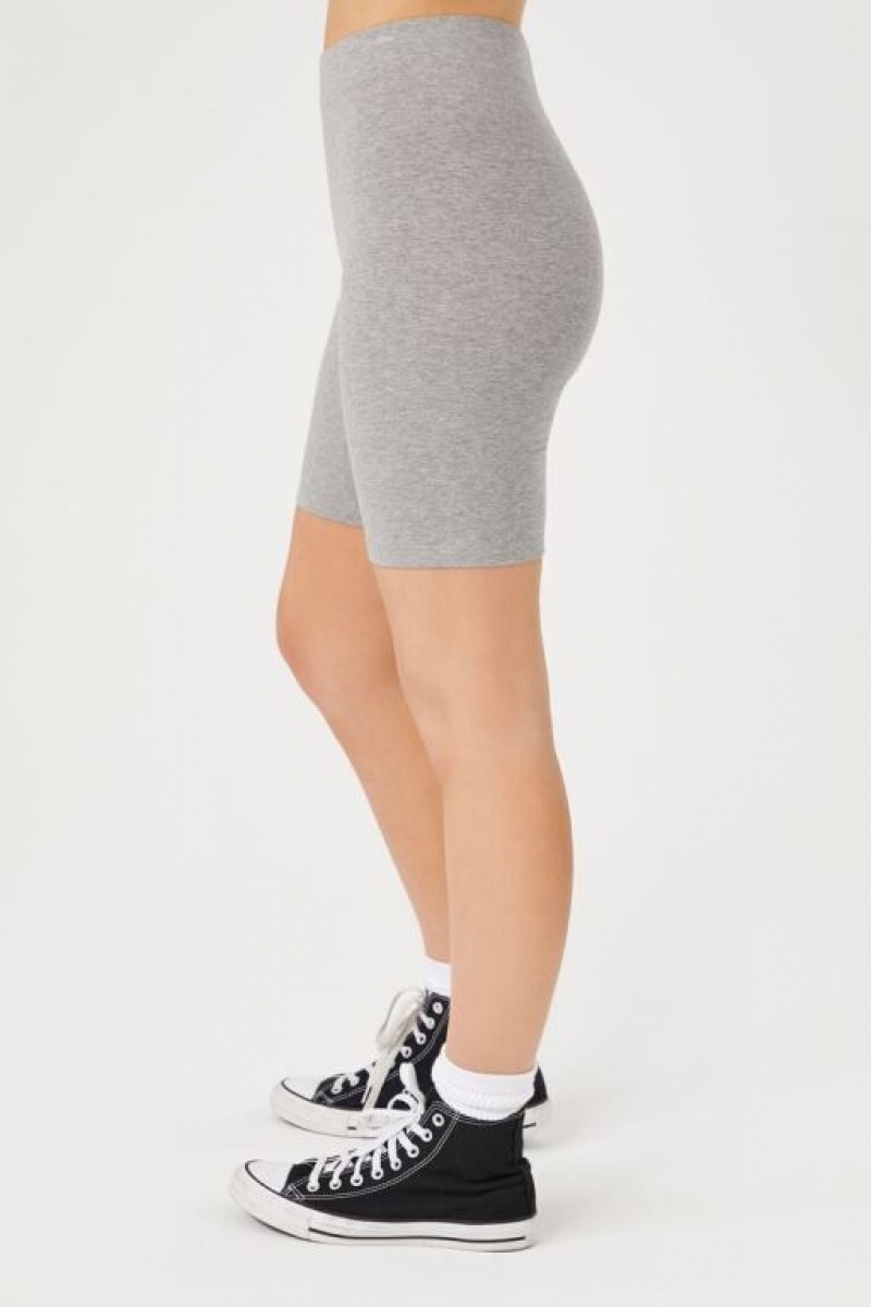 Short Forever 21 Organically Grown Cotton Bike Mujer Gris | gYq34JFtw6N