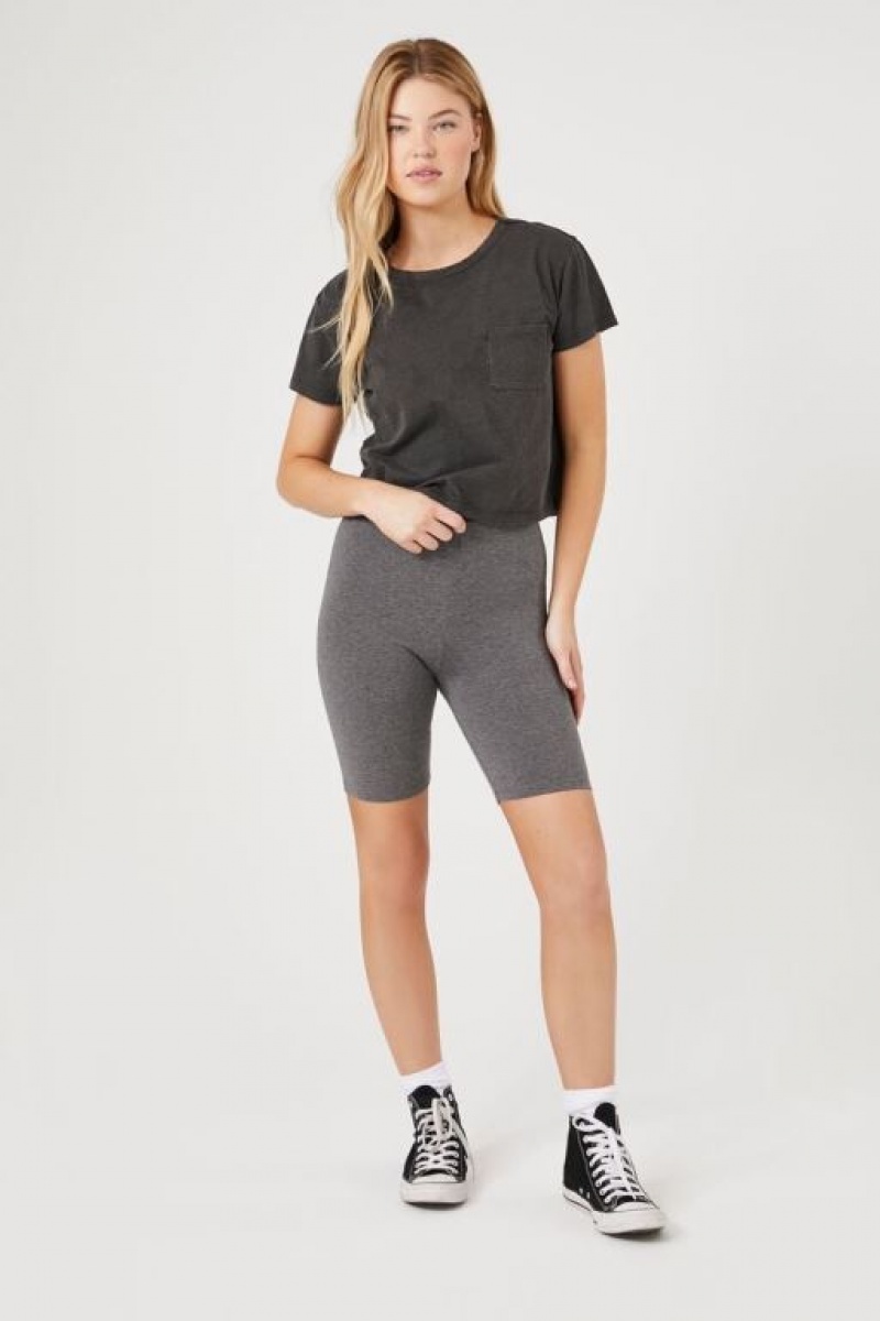 Short Forever 21 Organically Grown Cotton Bike Mujer Gris | GKEbs3CfbI9