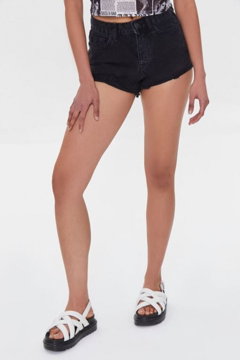 Short Forever 21 Organically Grown Cotton Denim Mujer Negras | PYVpWt89KdN