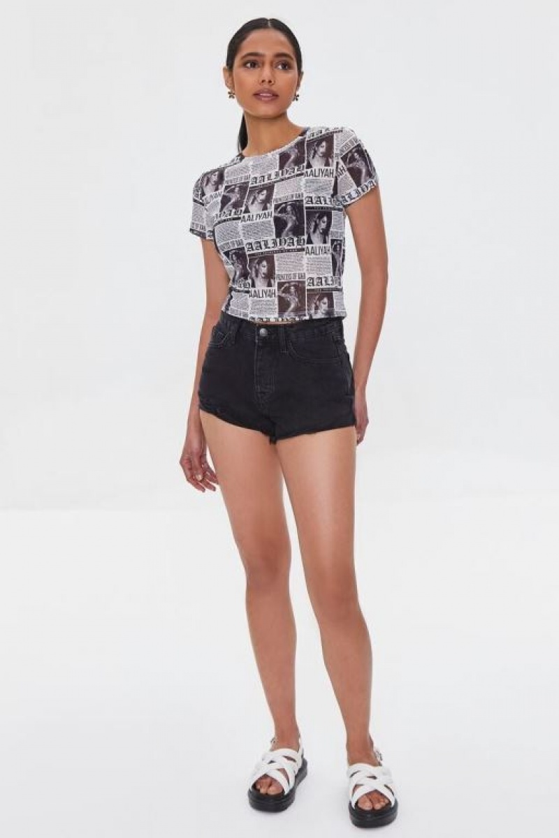 Short Forever 21 Organically Grown Cotton Denim Mujer Negras | PYVpWt89KdN