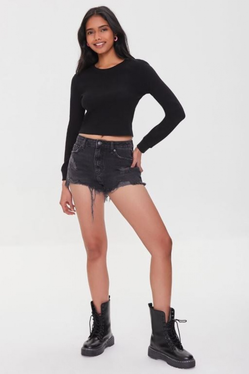 Short Forever 21 Organically Grown Cotton Retro Mujer Negras | xZ7CBWtdkMG