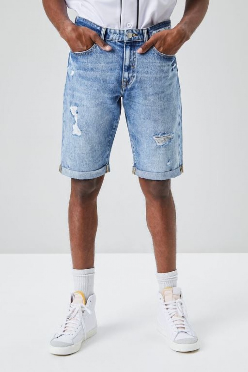 Short Forever 21 Organically Grown Cotton Denim Hombre Azules | OBrhOvakKdY