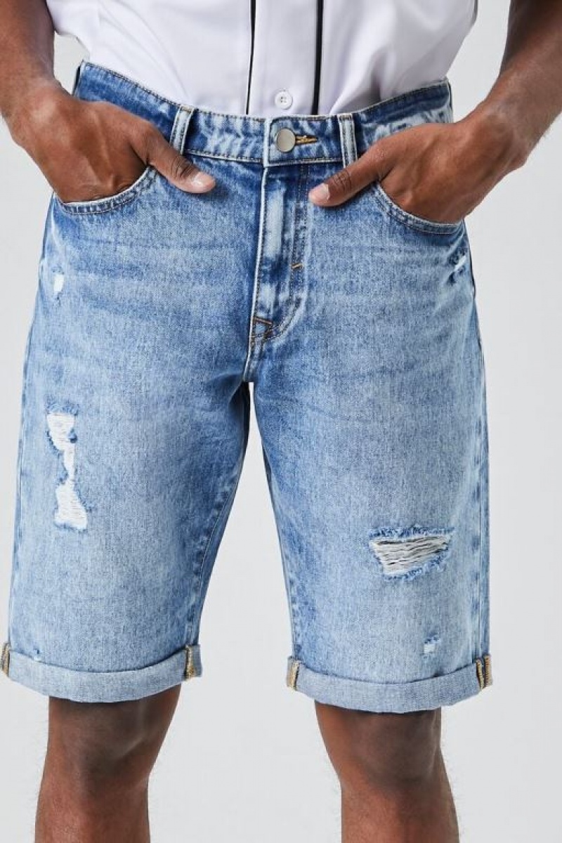 Short Forever 21 Organically Grown Cotton Denim Hombre Azules | OBrhOvakKdY