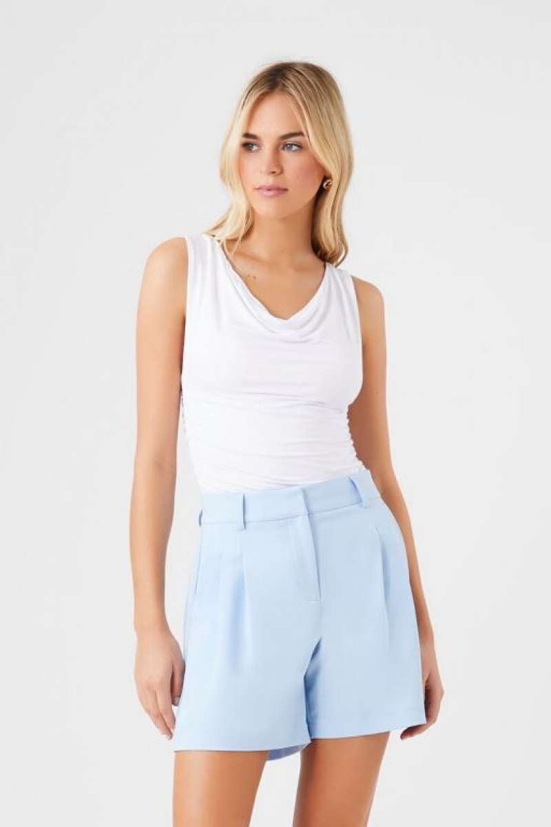 Short Forever 21 Plisado High Rise Mujer Gris Azules | 6zzE9ZILj5e