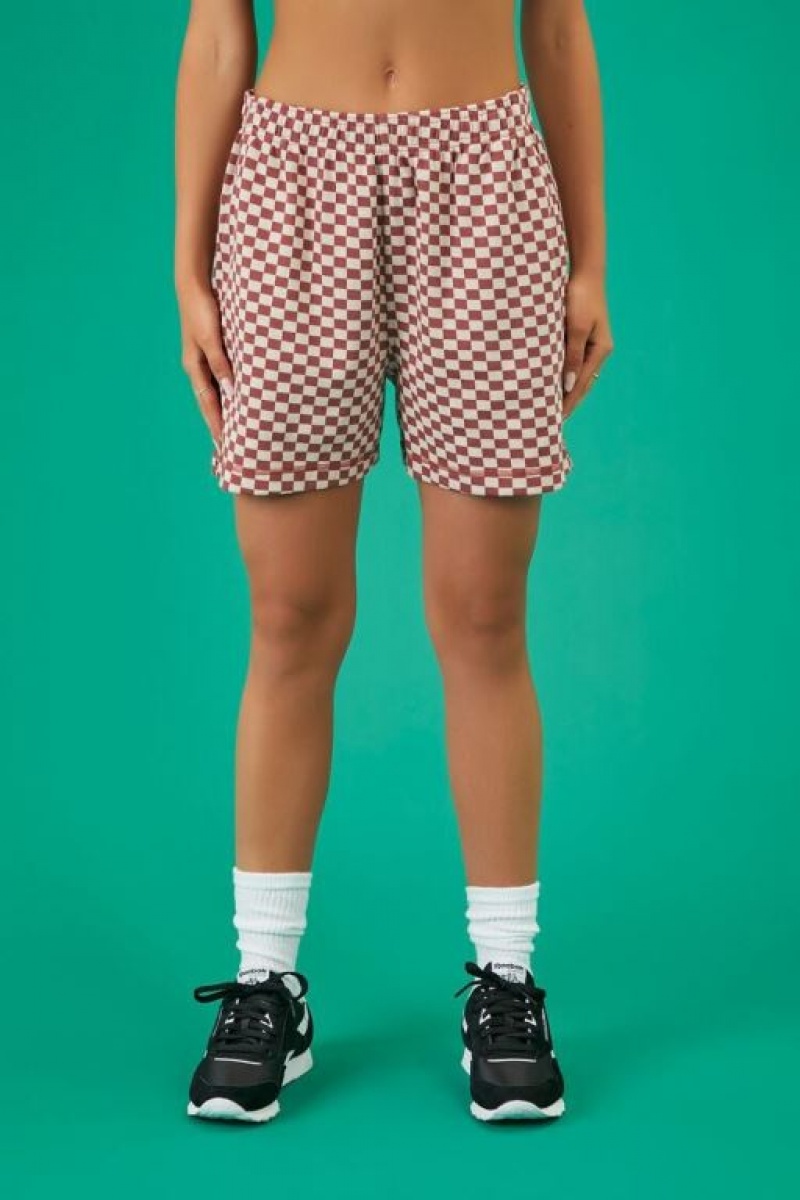 Short Forever 21 Reebok Checkered Mujer Rojas Rosas | vRaxpt9ayu8