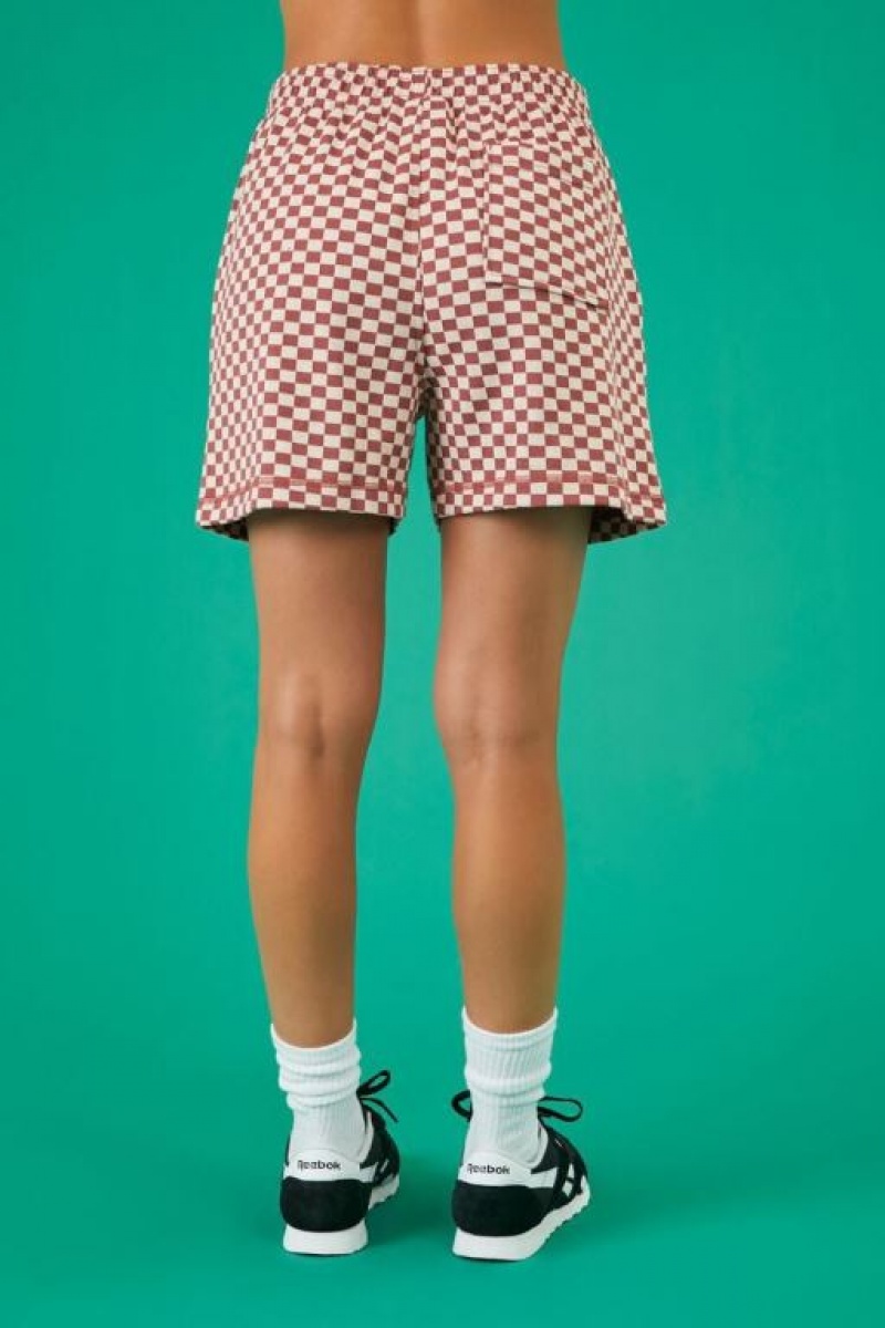 Short Forever 21 Reebok Checkered Mujer Rojas Rosas | vRaxpt9ayu8