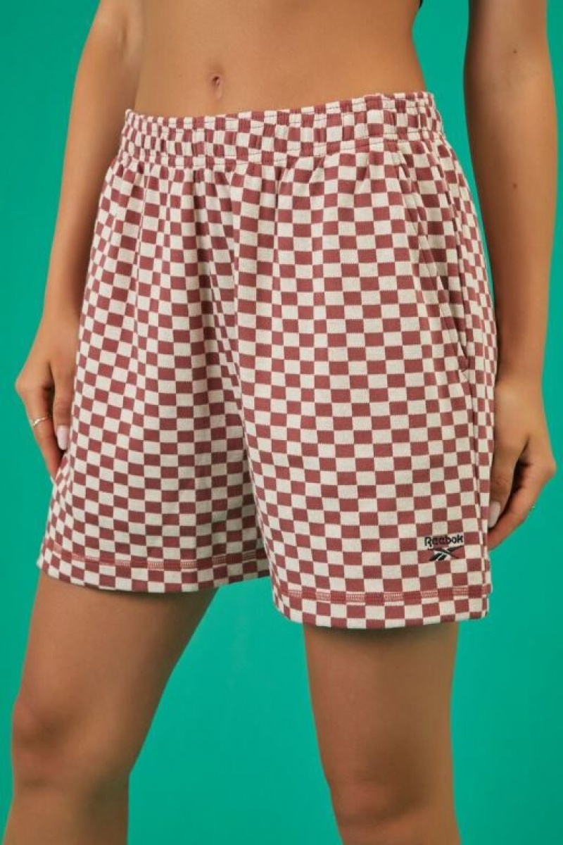 Short Forever 21 Reebok Checkered Mujer Rojas Rosas | vRaxpt9ayu8