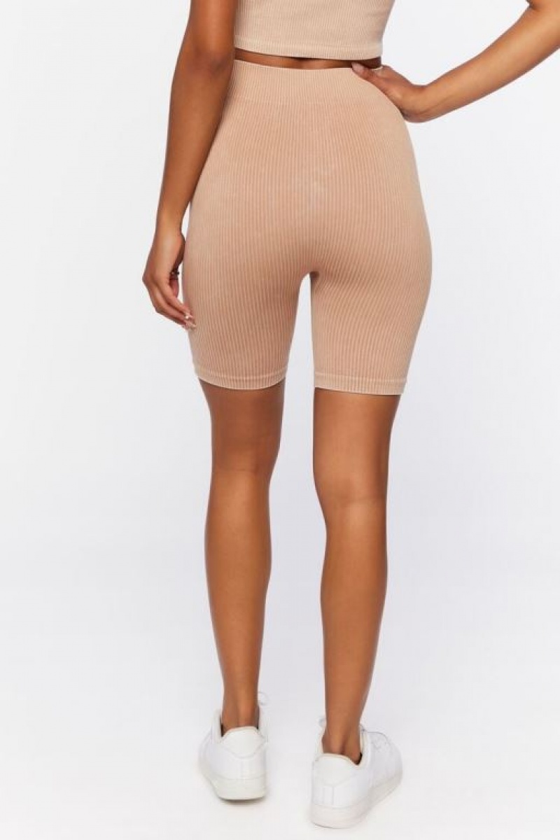 Short Forever 21 Seamless Acanalado Biker Mujer Walnut | ZPHAyUIkmJO