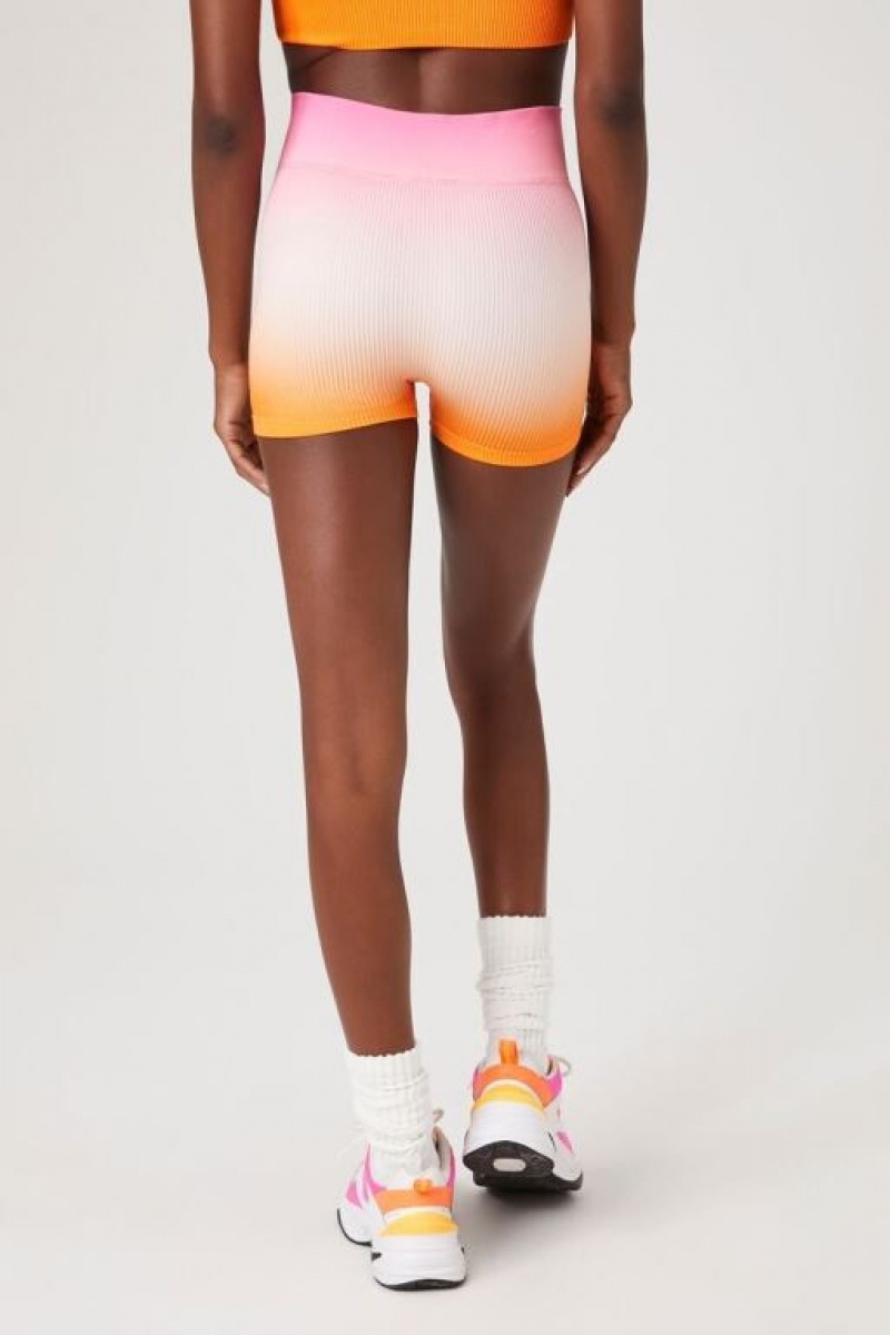 Short Forever 21 Seamless Active Gradient Biker Mujer Naranjas Multicolor | krTGRYg585r