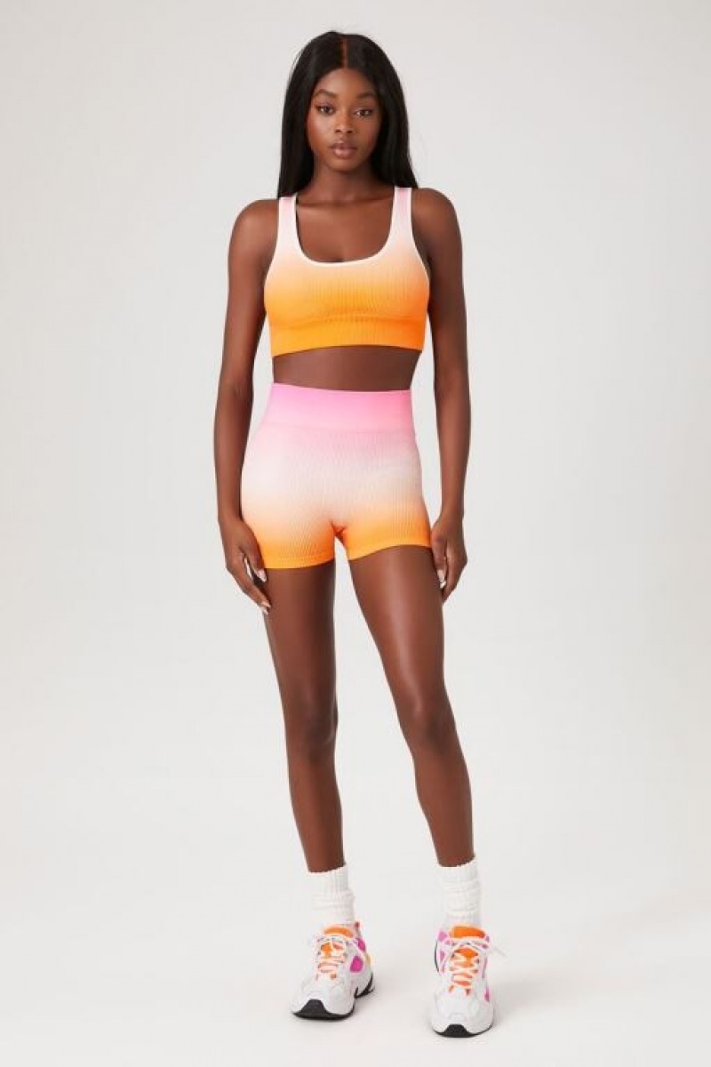 Short Forever 21 Seamless Active Gradient Biker Mujer Naranjas Multicolor | krTGRYg585r