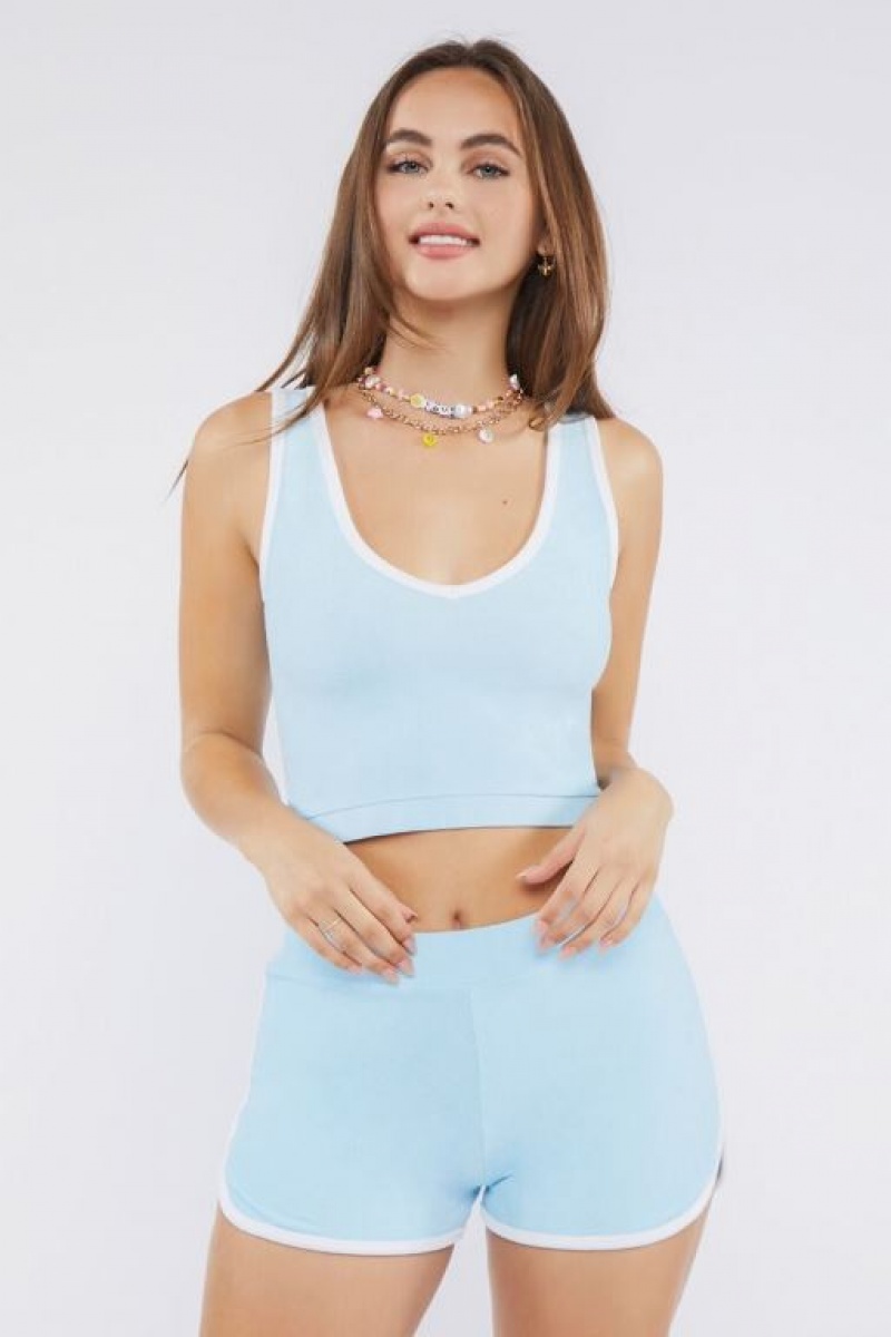 Short Forever 21 Seamless Dolphin Ringer Mujer Azules Blancas | Iml6ajc1BJY