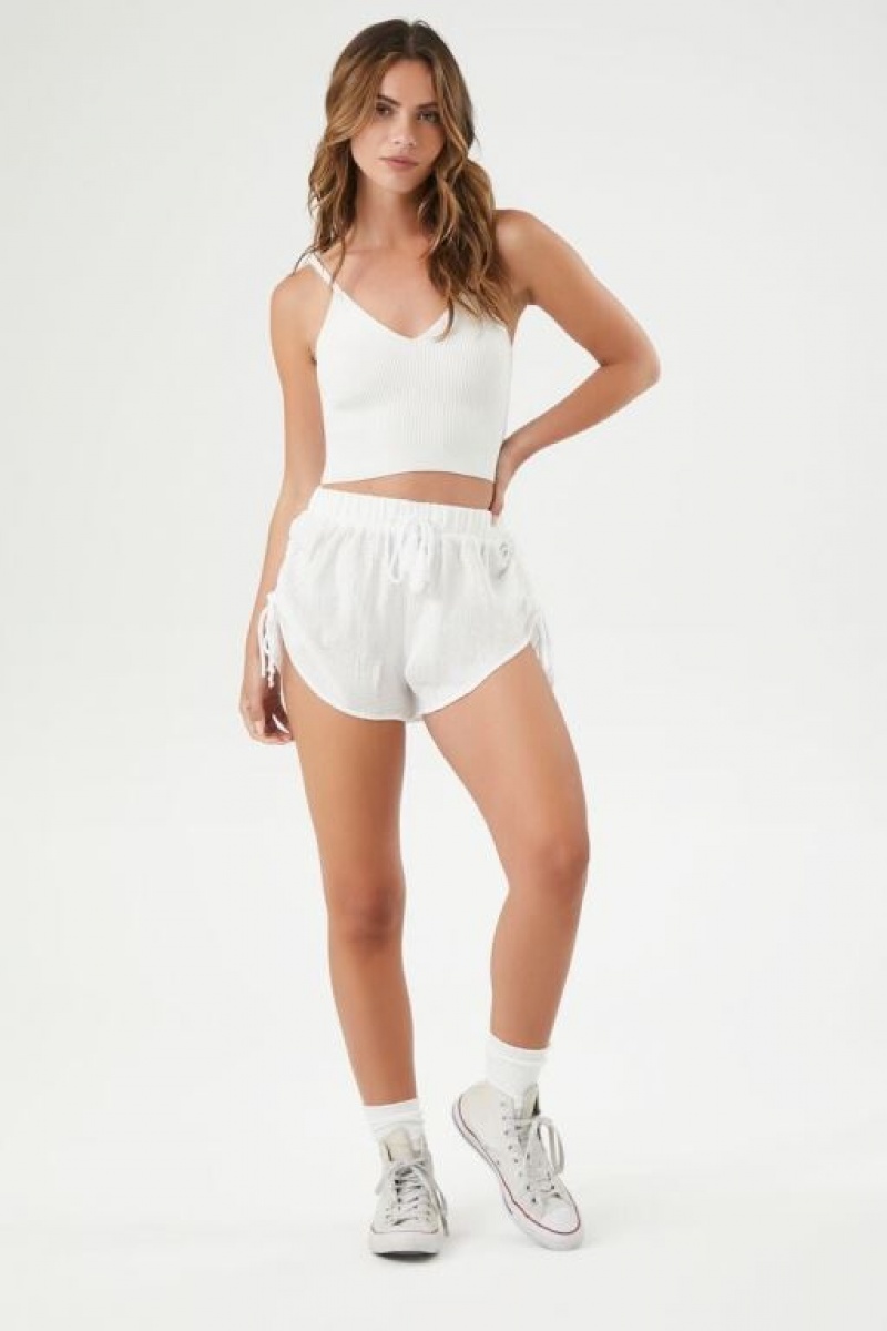 Short Forever 21 Tassel Drawstring Mujer Blancas | Yi4JGoW2Hu7