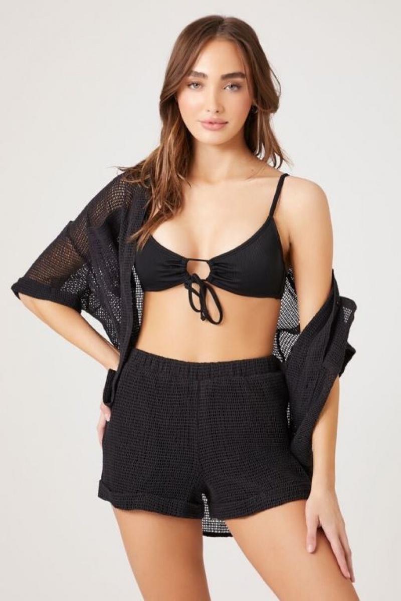 Short Forever 21 Textured Pull On Mujer Negras | enDdxK9kWsi