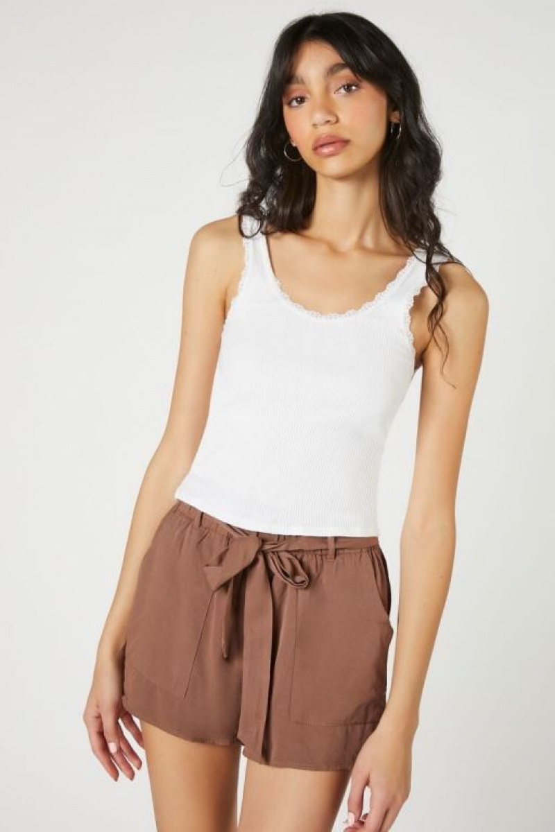 Short Forever 21 Tie Waist Paperbag Mujer Marrones Claro | hqQNTDRIS8J