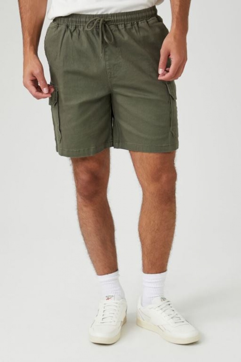 Short Forever 21 Twill Drawstring Hombre Verde Oliva | P5v9rWyaCig