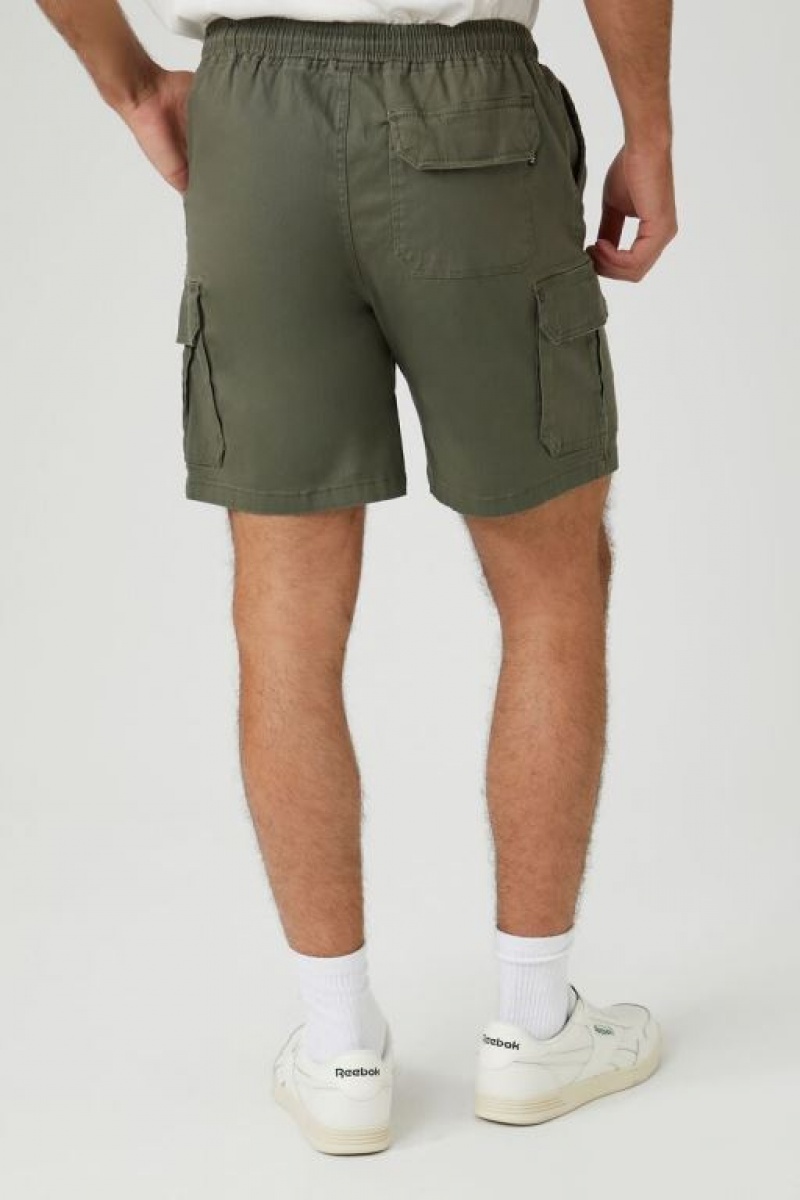 Short Forever 21 Twill Drawstring Hombre Verde Oliva | P5v9rWyaCig