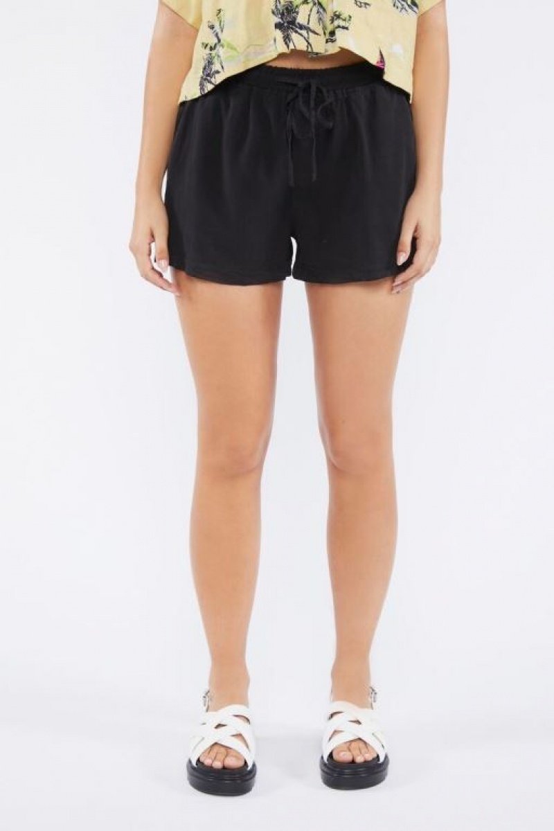 Short Forever 21 Twill Drawstring Mujer Negras | jAsjsUrm3f4