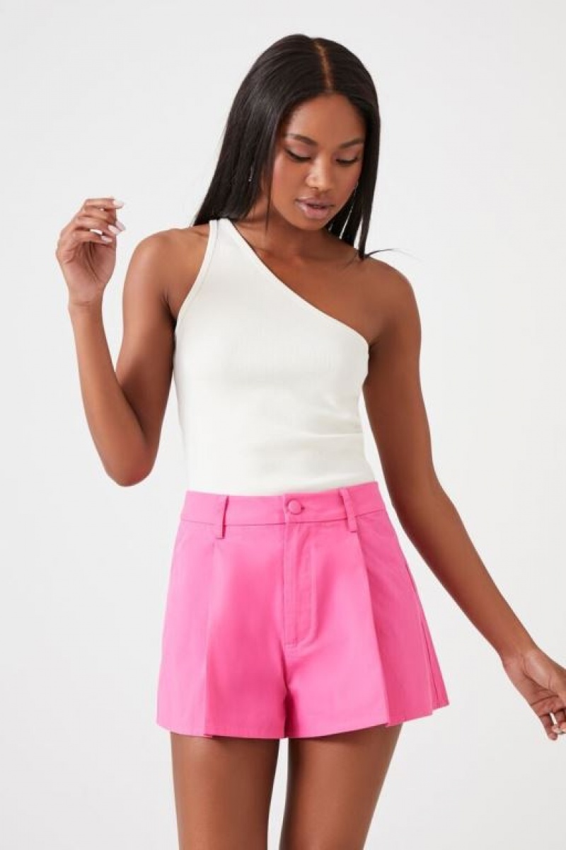 Short Forever 21 Twill High Rise Trouser Mujer Rosas | Xb8MlewlWIv