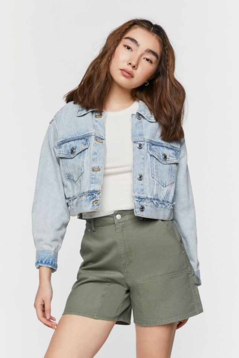 Short Forever 21 Twill Mid Rise Bermuda Mujer Tea | f3HrRxo5LAI