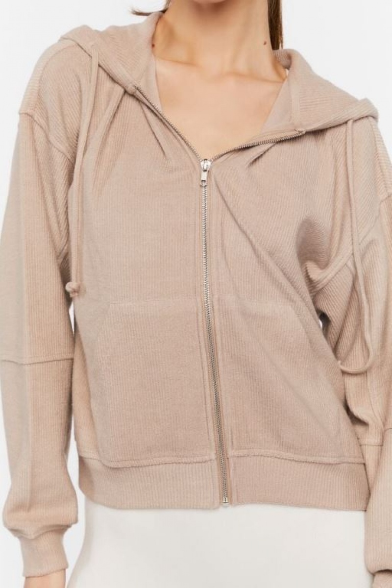 Sudadera con Capucha Forever 21 Acanalado Zip Up Mujer Goat | 4AS5Zac1T67