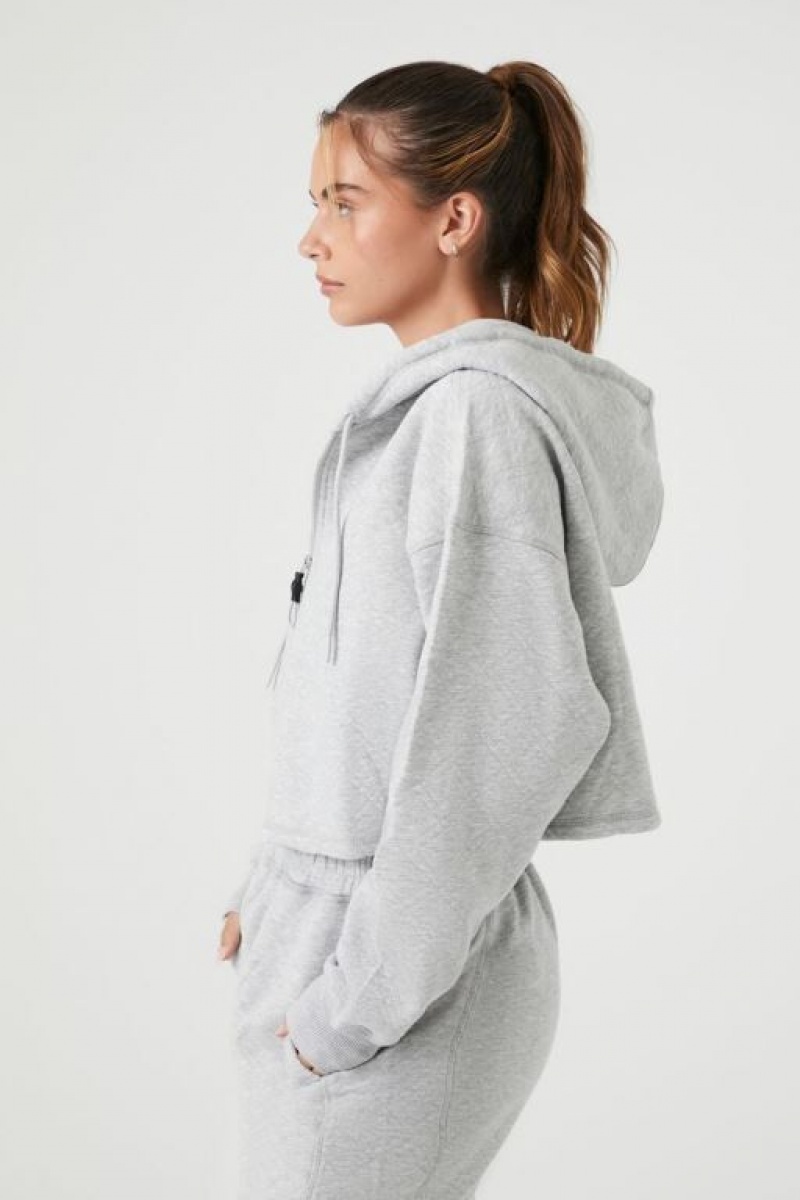 Sudadera con Capucha Forever 21 Active French Terry Zip Up Mujer Gris | RJizdwae7yV